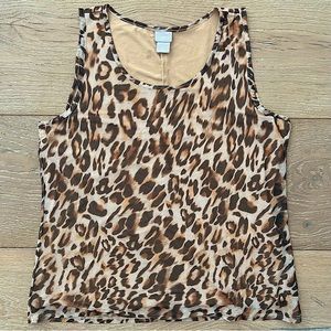 Chico's Cheetah Print Mesh Sleeveless Top | Chico's Animal Print Top Size Large